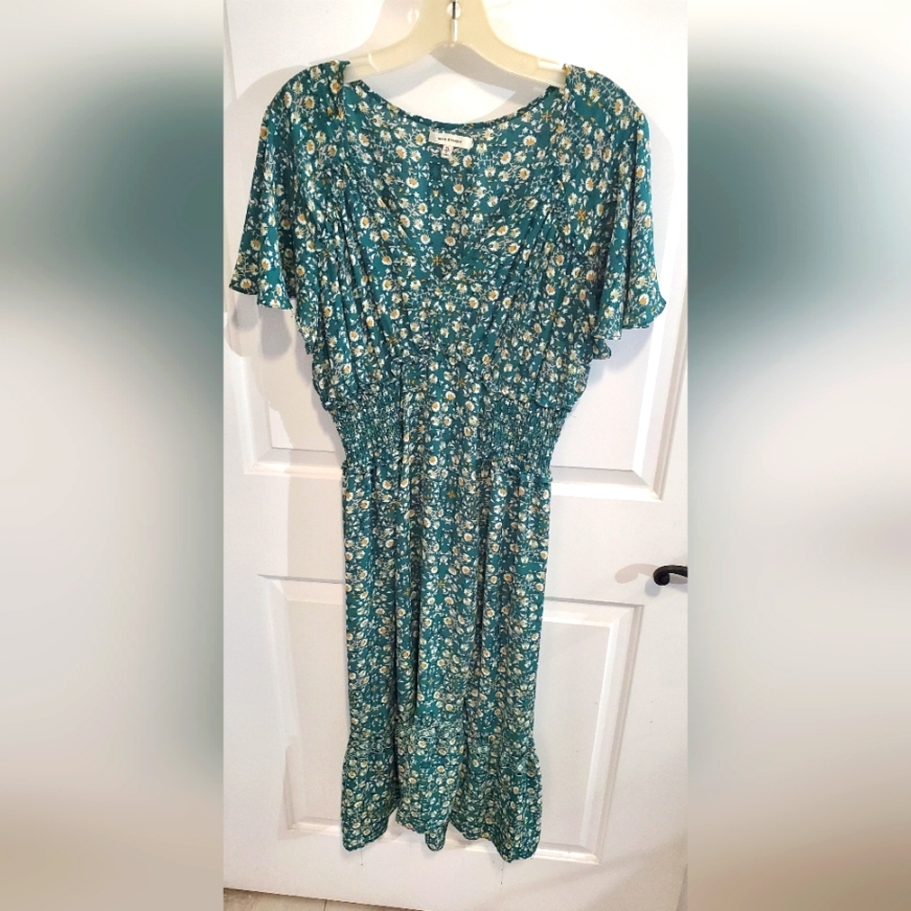 Max Studio Teal Floral Midi Dress